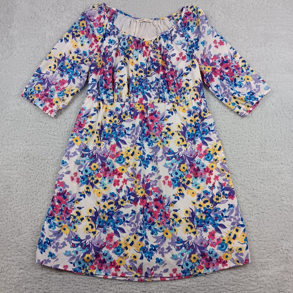 Old Navy Dress Fit and Flare Women XL Multi Floral 3/4 Sleeve 898263-01